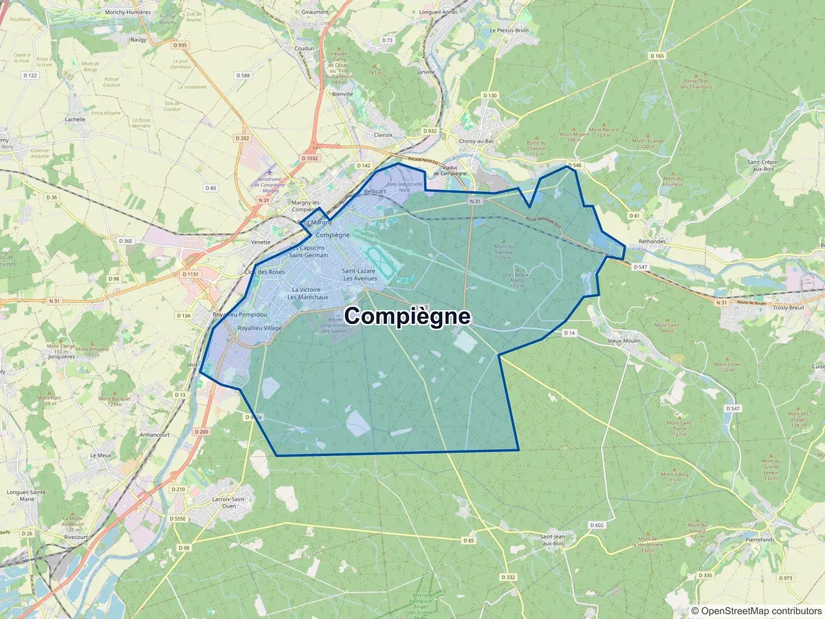Carte de Compiègne (Oise)