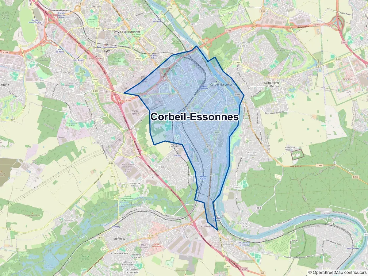 Carte de Corbeil-Essonnes (Essonne)