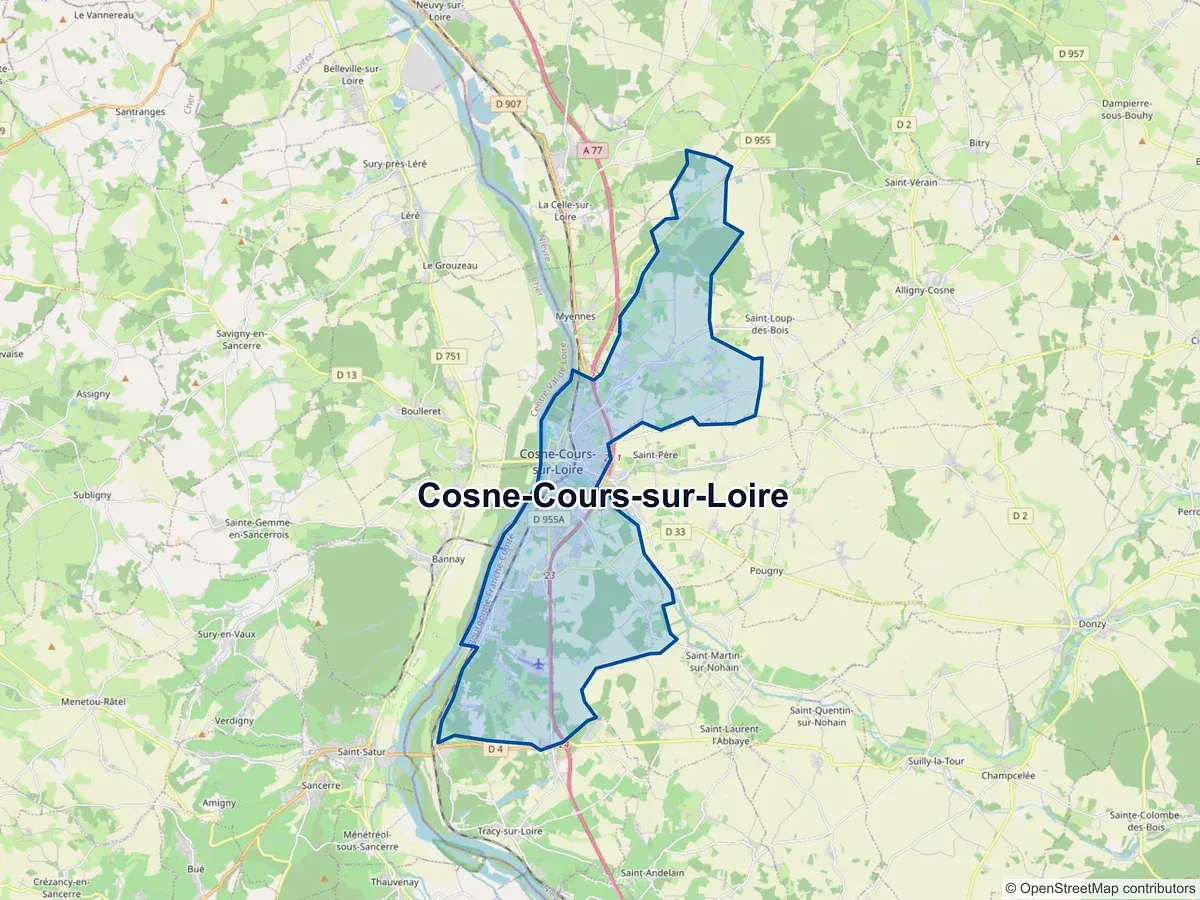 Carte de Cosne-Cours-sur-Loire (Nièvre)