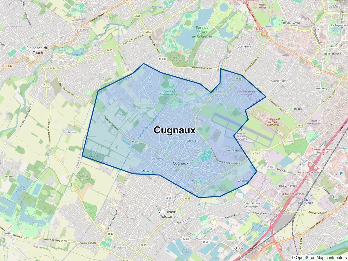 Carte de Cugnaux (Haute-Garonne)