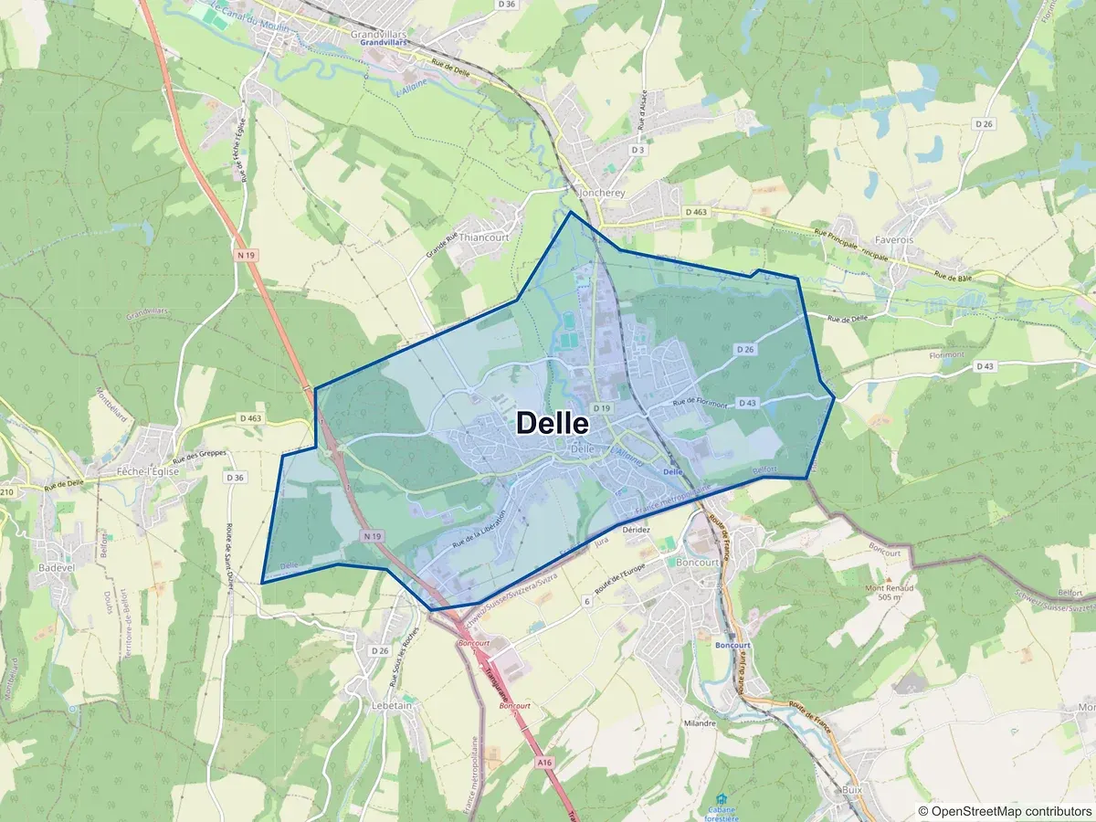 Carte de Delle (Territoire de Belfort)