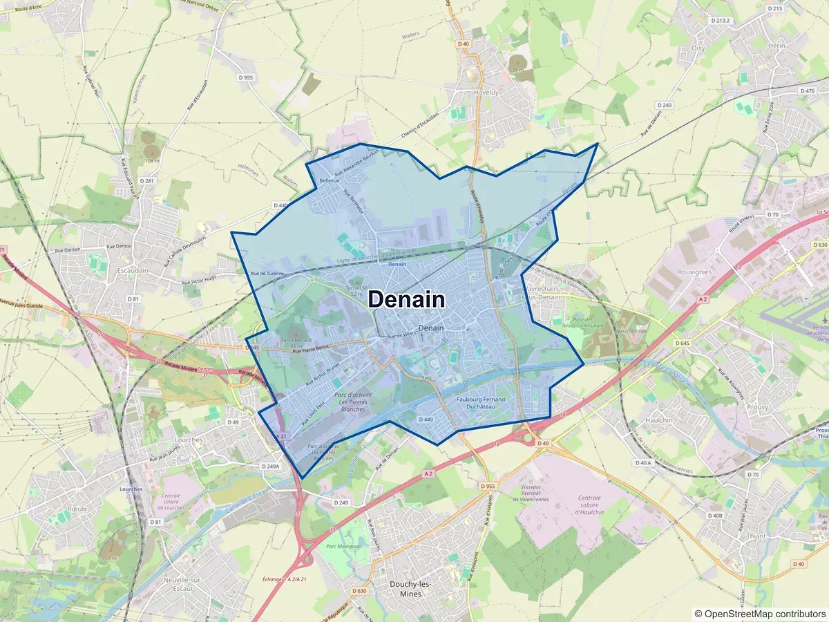 Carte de Denain (Nord)