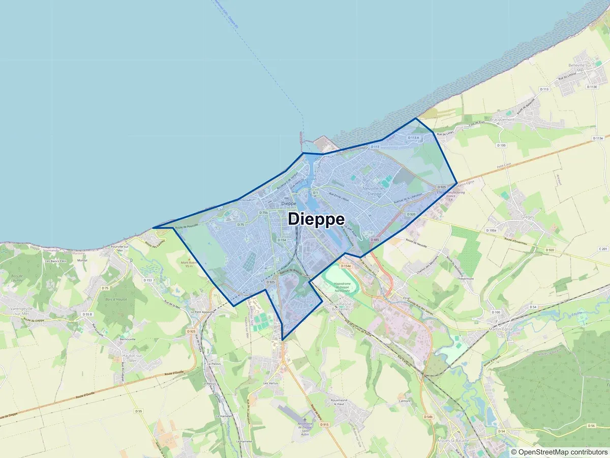 Carte de Dieppe (Seine-Maritime)