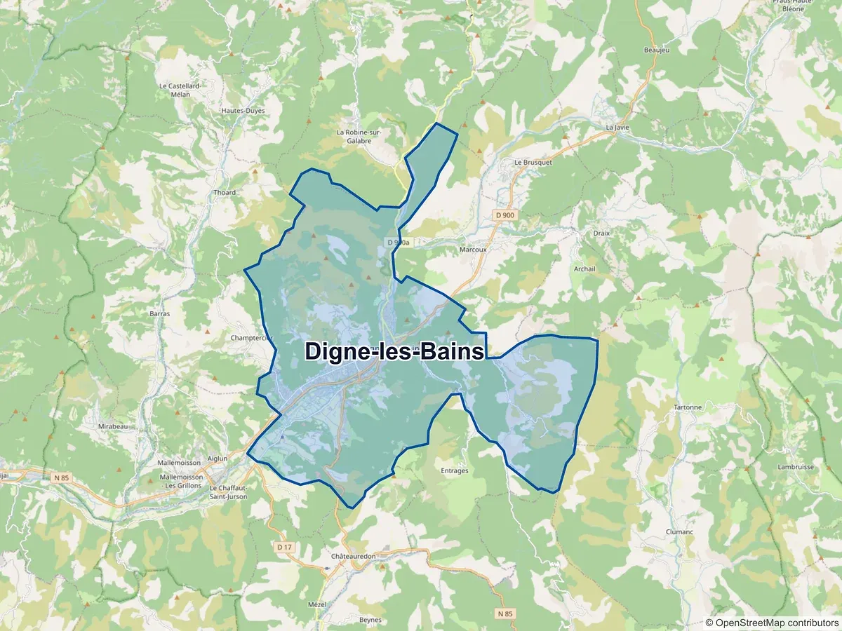 Carte de Digne-les-Bains (Alpes-de-Haute-Provence)