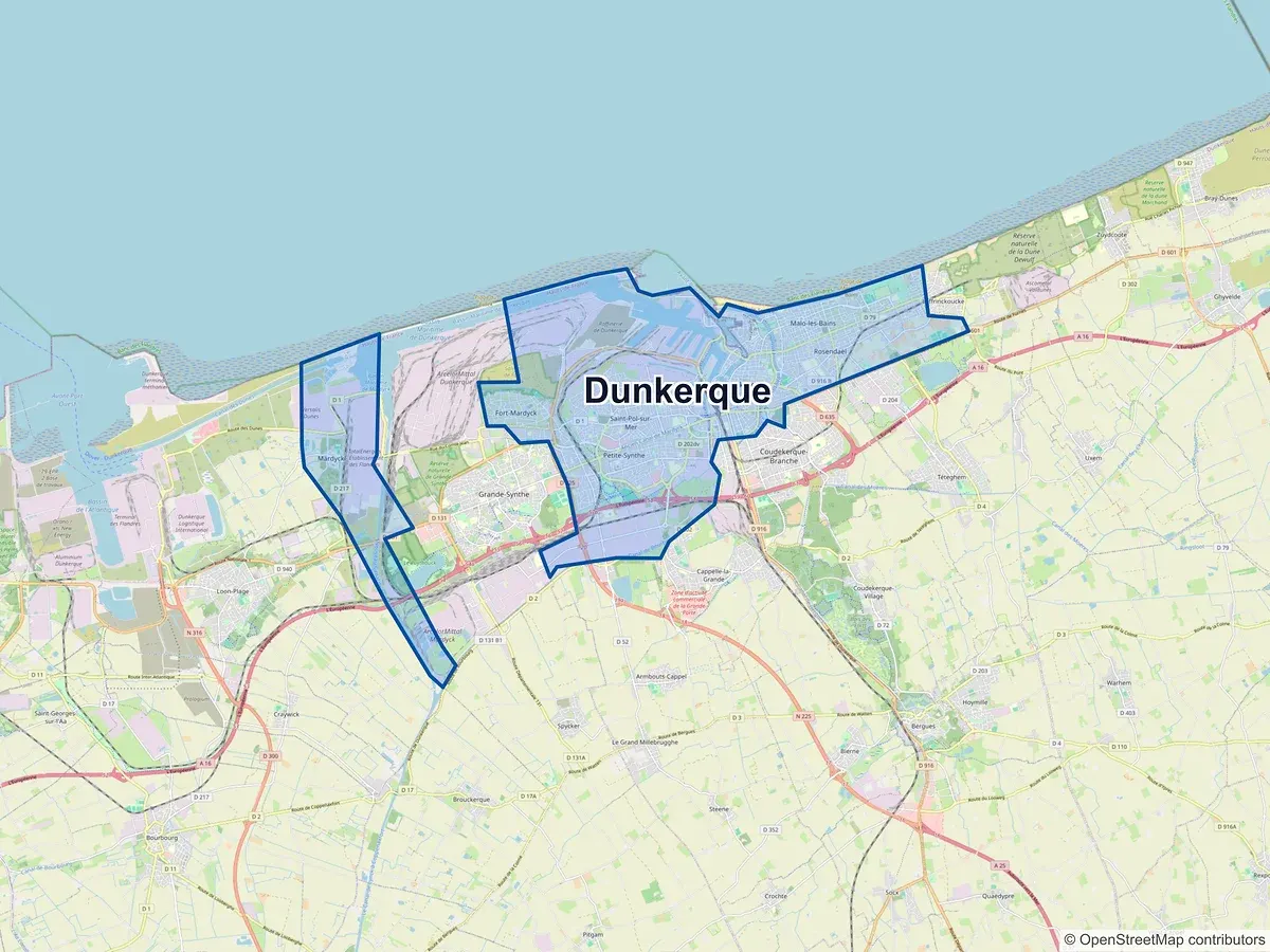 Carte de Dunkerque (Nord)