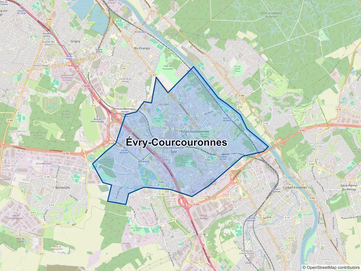 Carte de Évry-Courcouronnes (Essonne)