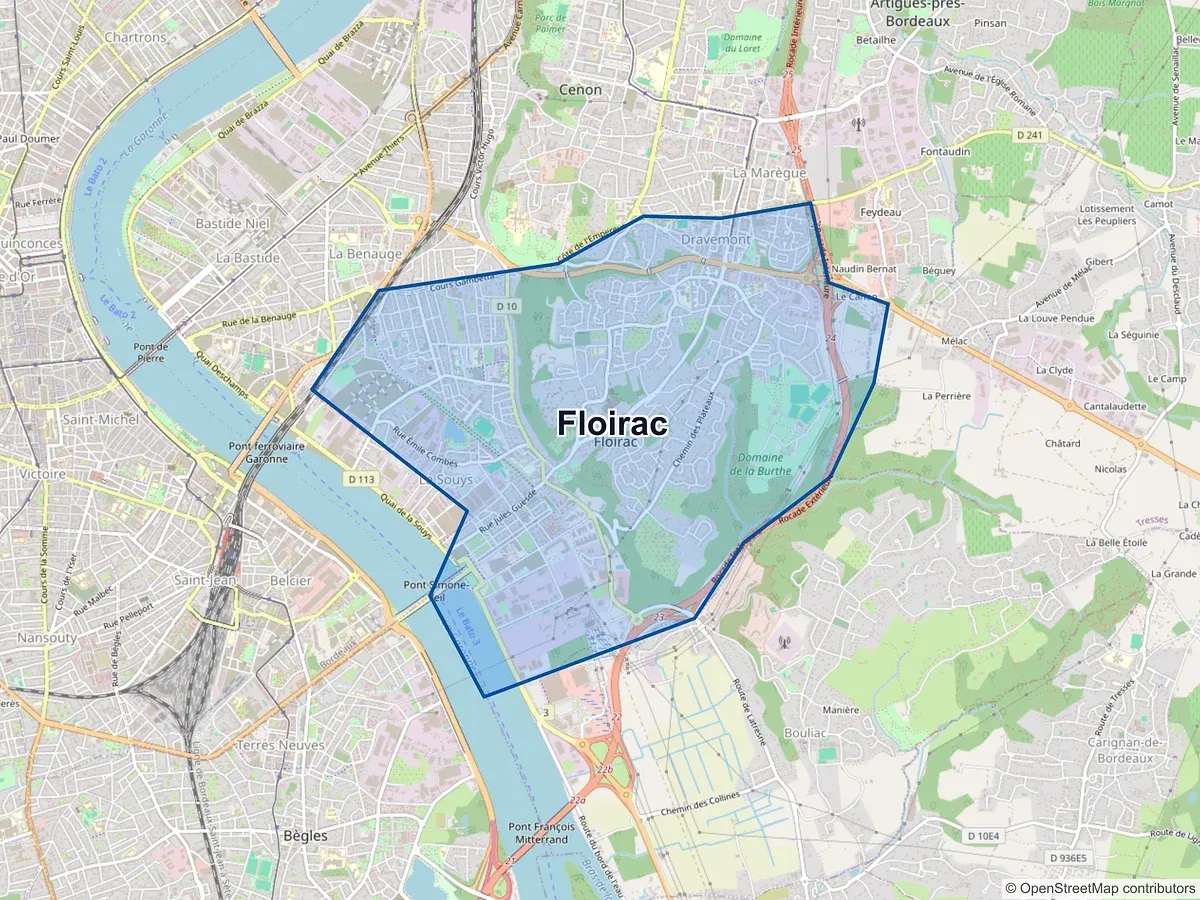 Carte de Floirac (Gironde)