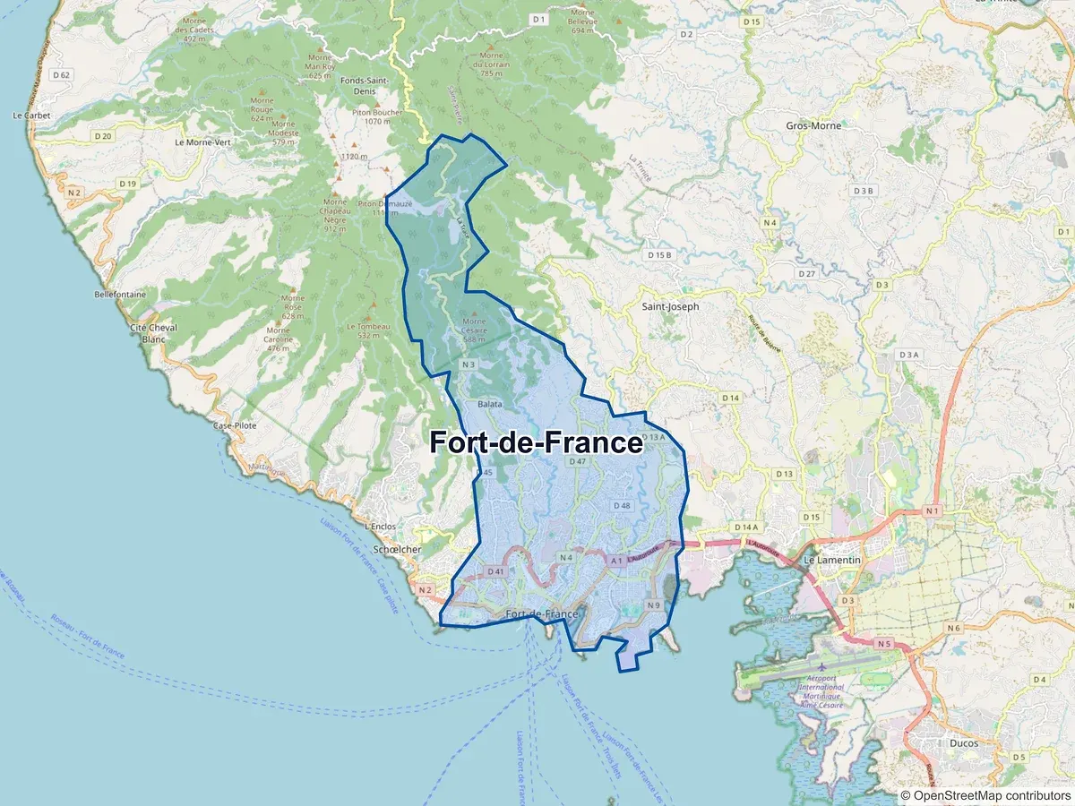 Carte de Fort-de-France (Martinique)