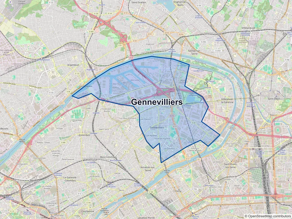 Carte de Gennevilliers (Hauts-de-Seine)