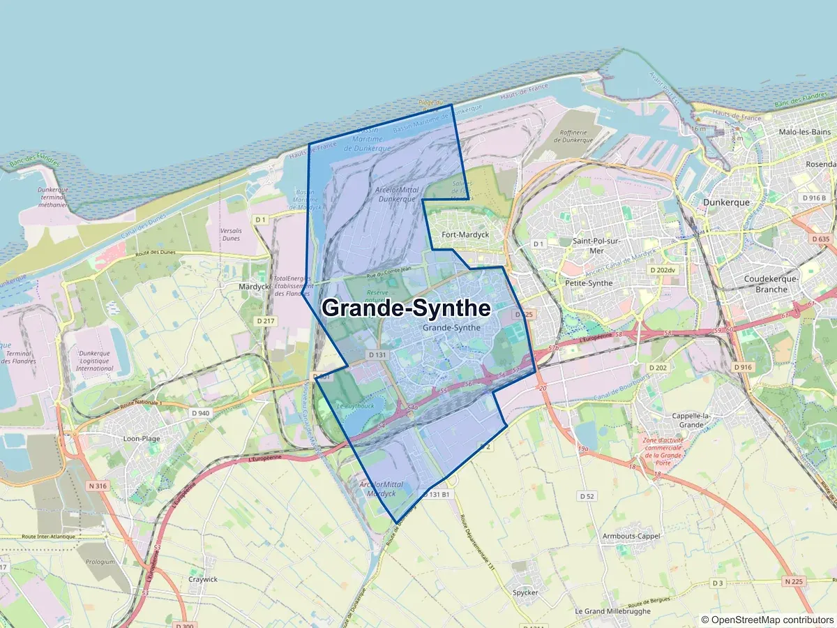 Carte de Grande-Synthe (Nord)