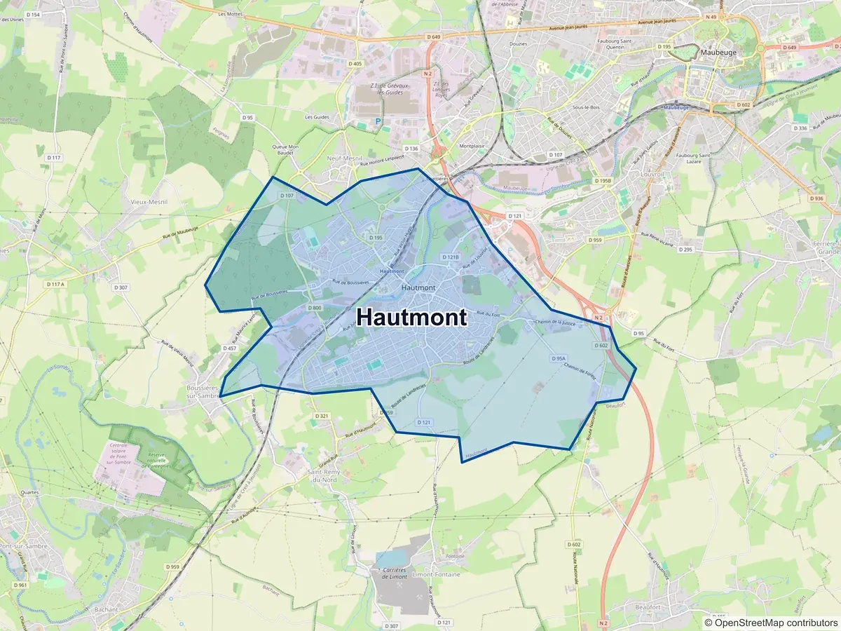 Carte de Hautmont (Nord)