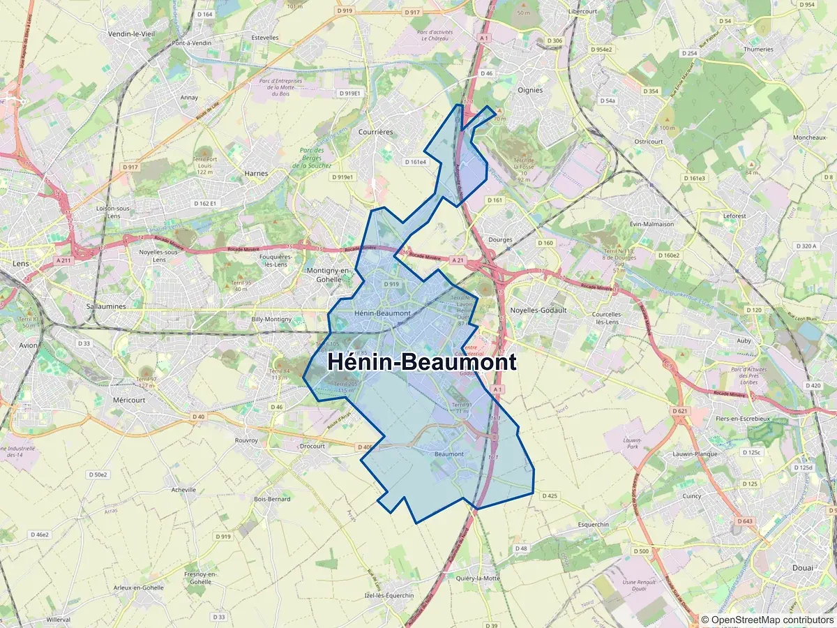 Carte de Hénin-Beaumont (Pas-de-Calais)