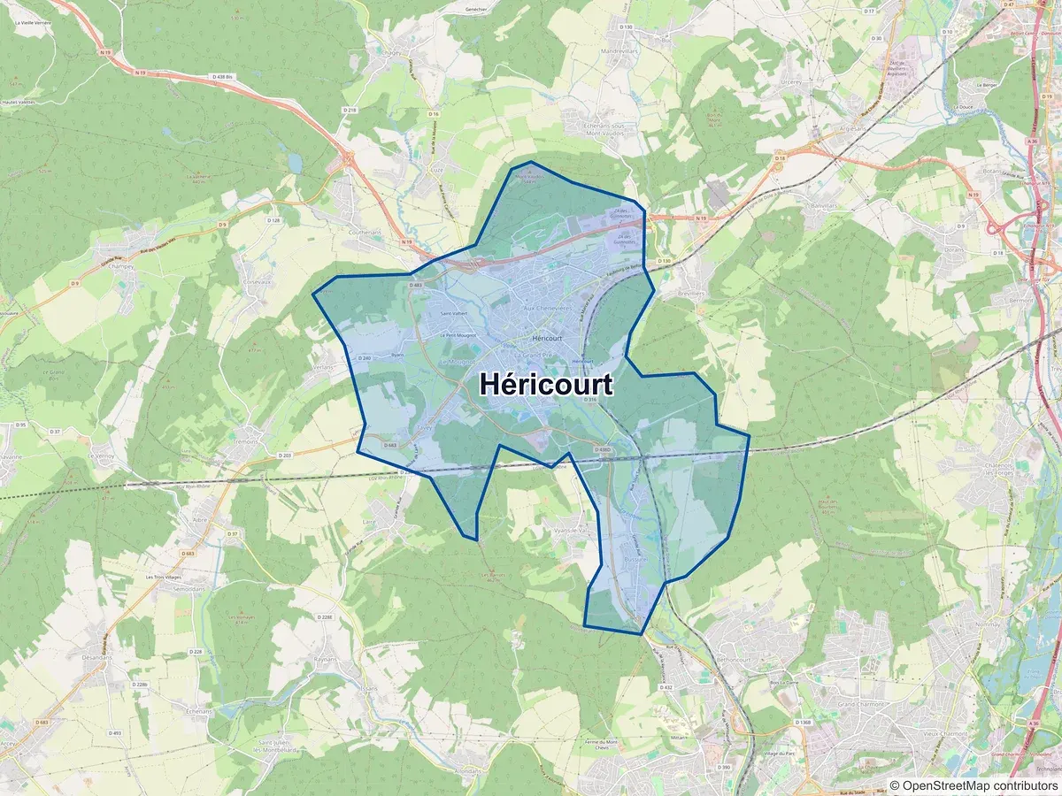 Carte de Héricourt (Haute-Saône)
