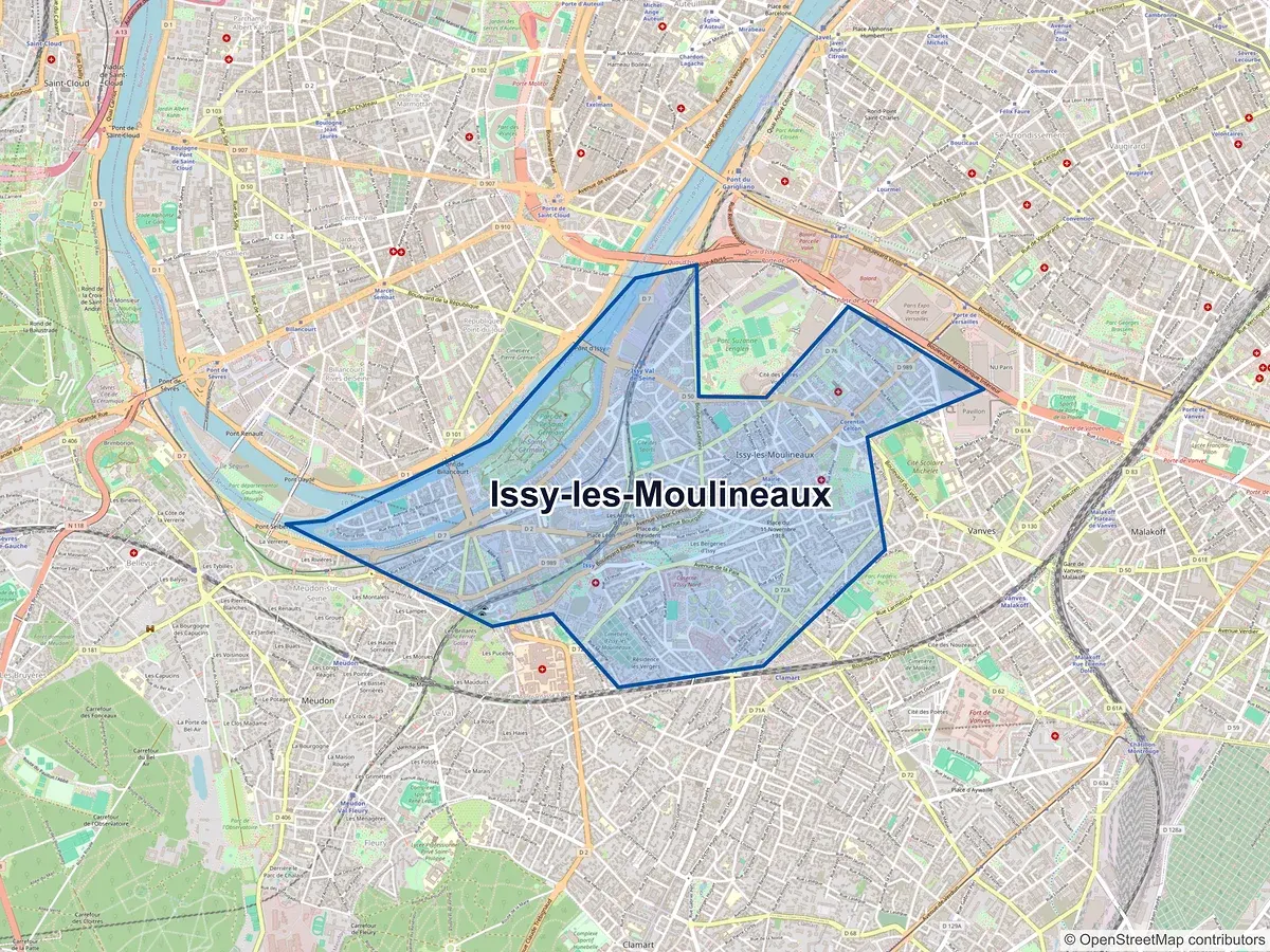 Carte de Issy-les-Moulineaux (Hauts-de-Seine)