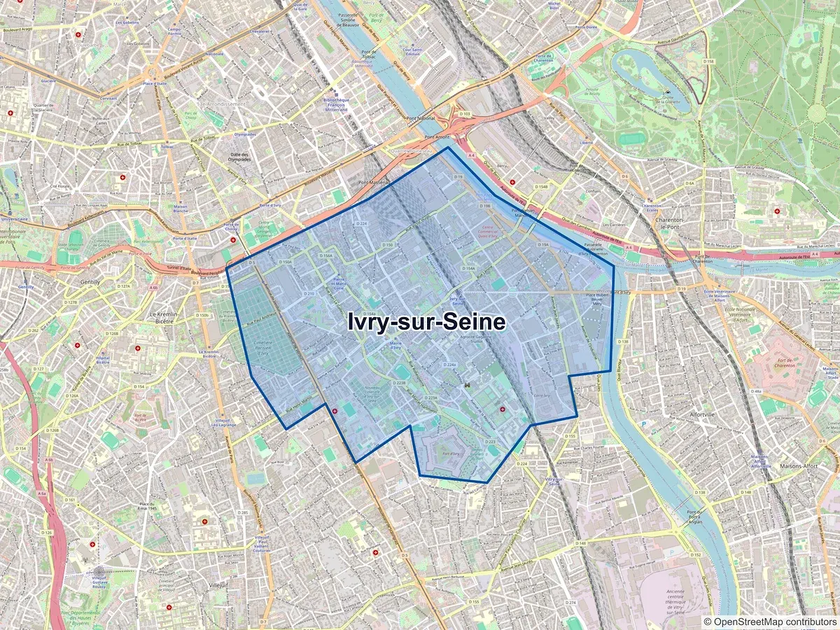 Carte de Ivry-sur-Seine (Val-de-Marne)