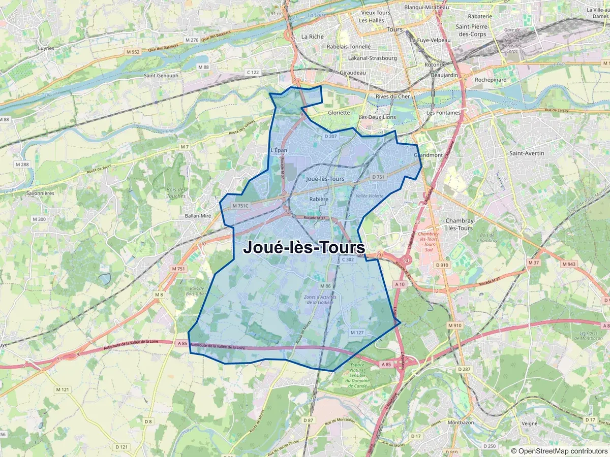 Carte de Joué-lès-Tours (Indre-et-Loire)