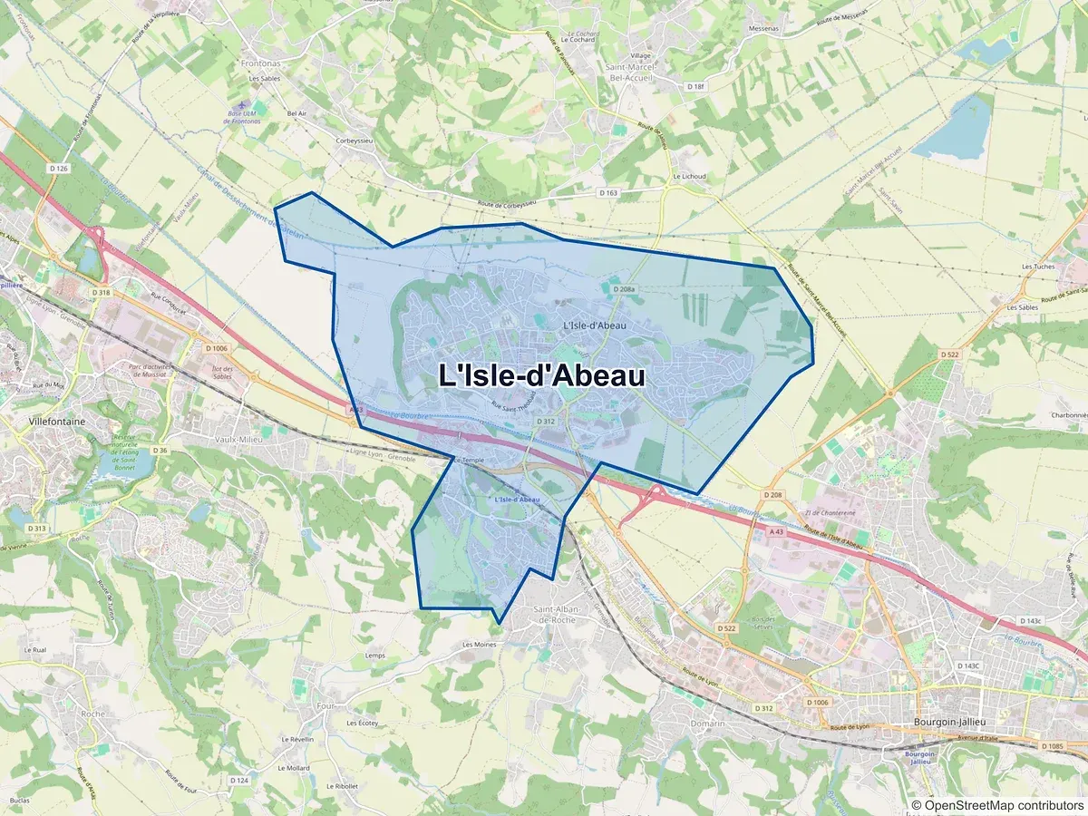 Carte de L'Isle-d'Abeau (Isère)