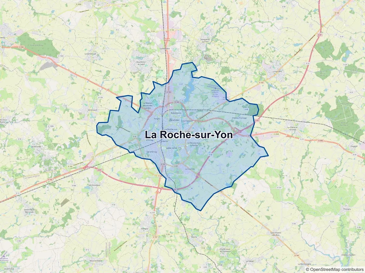 Carte de La Roche-sur-Yon (Vendée)