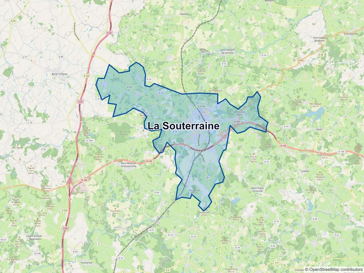 Carte de La Souterraine (Creuse)
