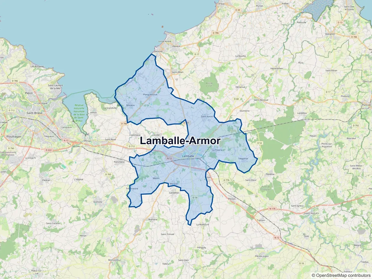 Carte de Lamballe-Armor (Côtes-d'Armor)