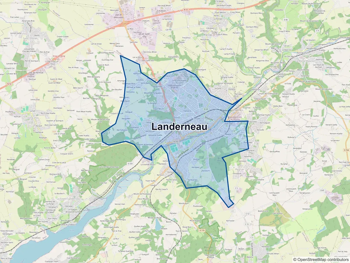 Carte de Landerneau (Finistère)
