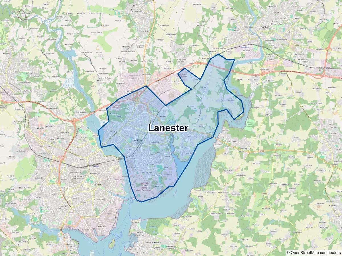 Carte de Lanester (Morbihan)