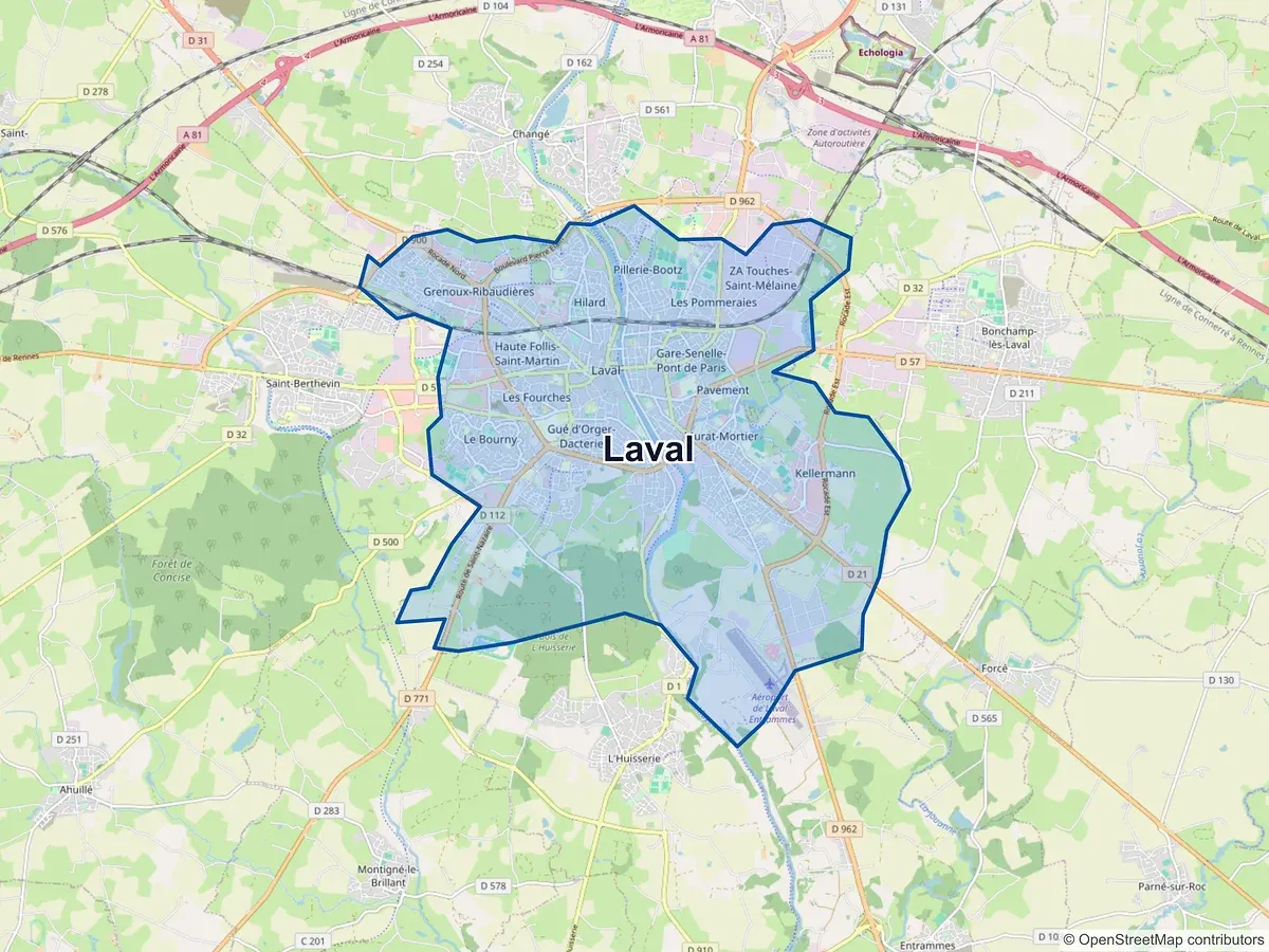 Carte de Laval (Mayenne)