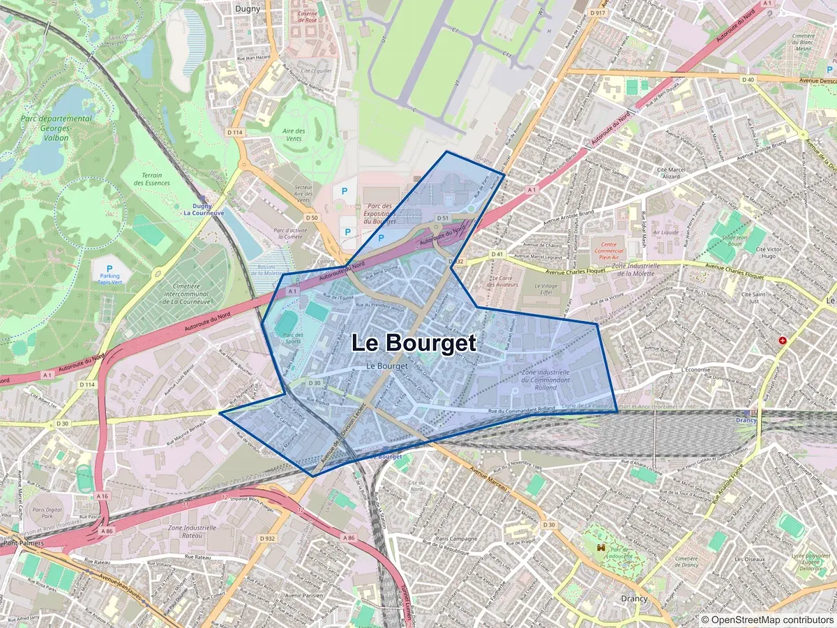 Carte de Le Bourget (Seine-Saint-Denis)