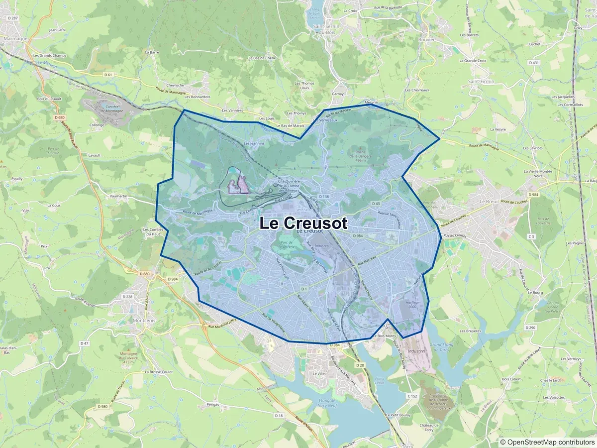 Carte de Le Creusot (Saône-et-Loire)