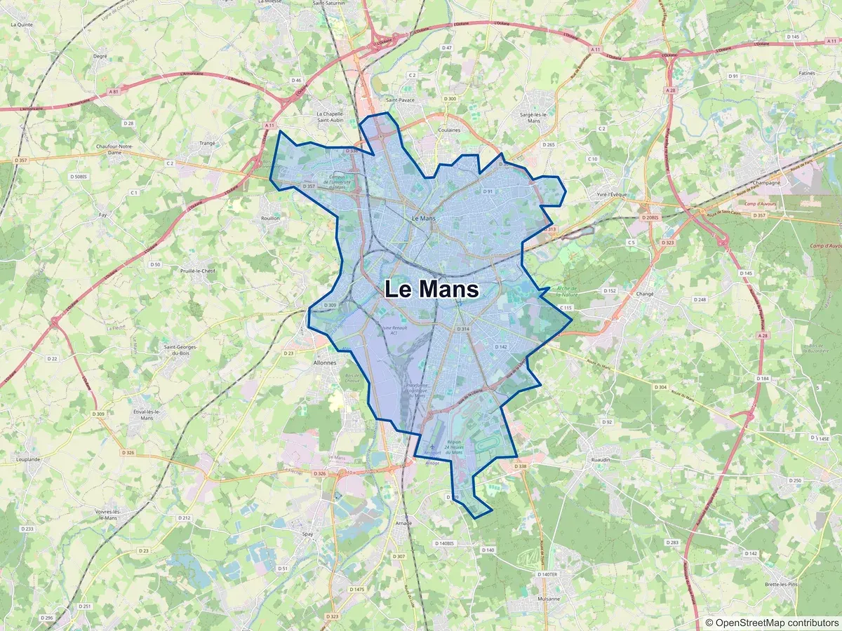 Carte de Le Mans (Sarthe)