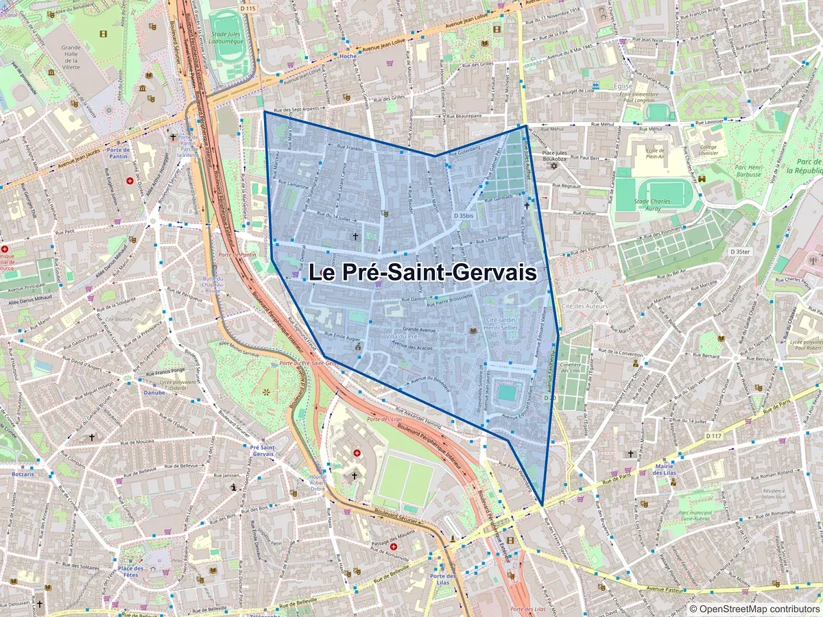 Carte de Le Pré-Saint-Gervais (Seine-Saint-Denis)