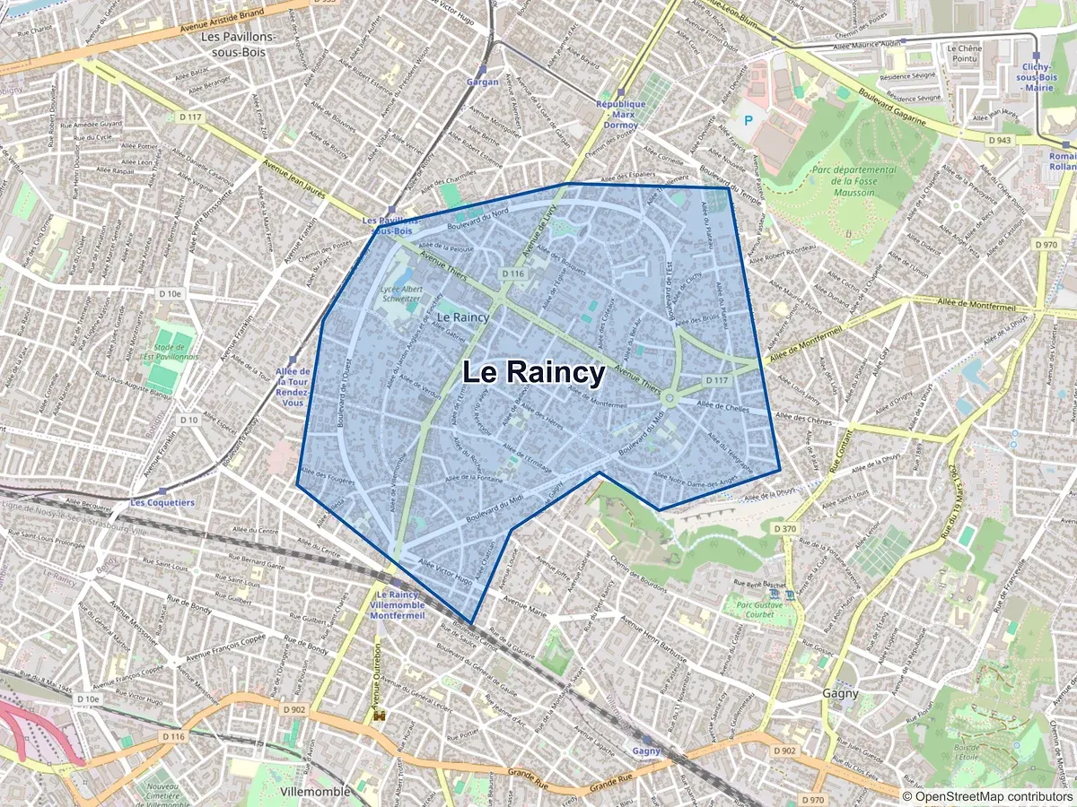 Carte de Le Raincy (Seine-Saint-Denis)