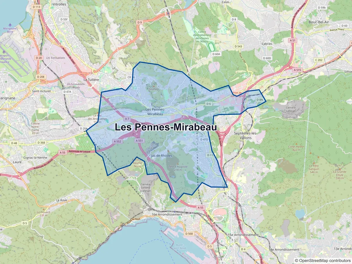 Carte de Les Pennes-Mirabeau (Bouches-du-Rhône)