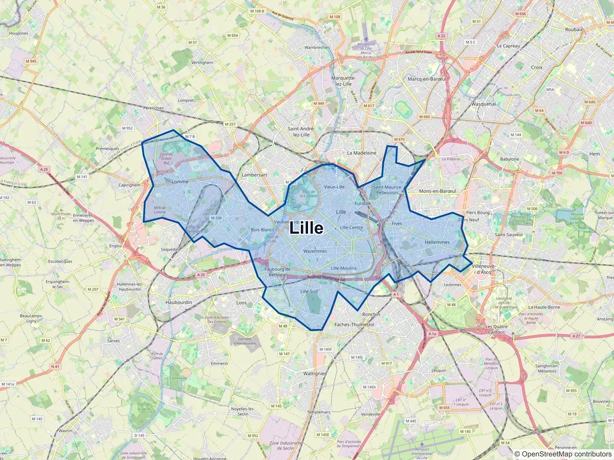 Carte de Lille (Nord)