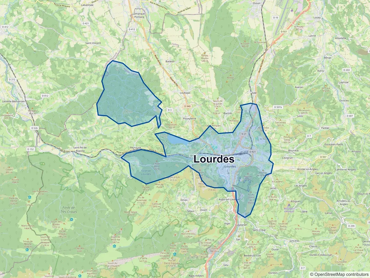 Carte de Lourdes (Hautes-Pyrénées)