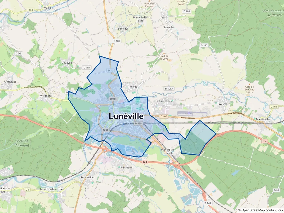 Carte de Lunéville (Meurthe-et-Moselle)