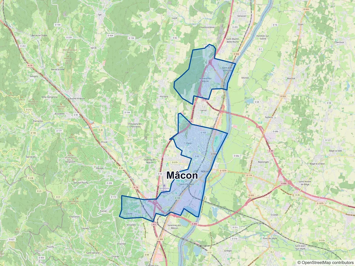 Carte de Mâcon (Saône-et-Loire)