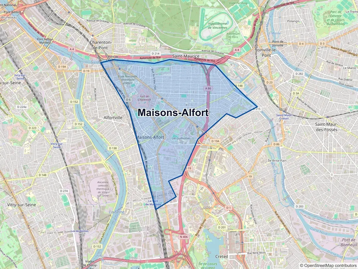 Carte de Maisons-Alfort (Val-de-Marne)