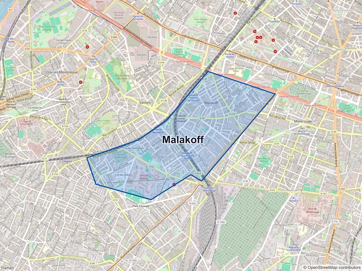 Carte de Malakoff (Hauts-de-Seine)