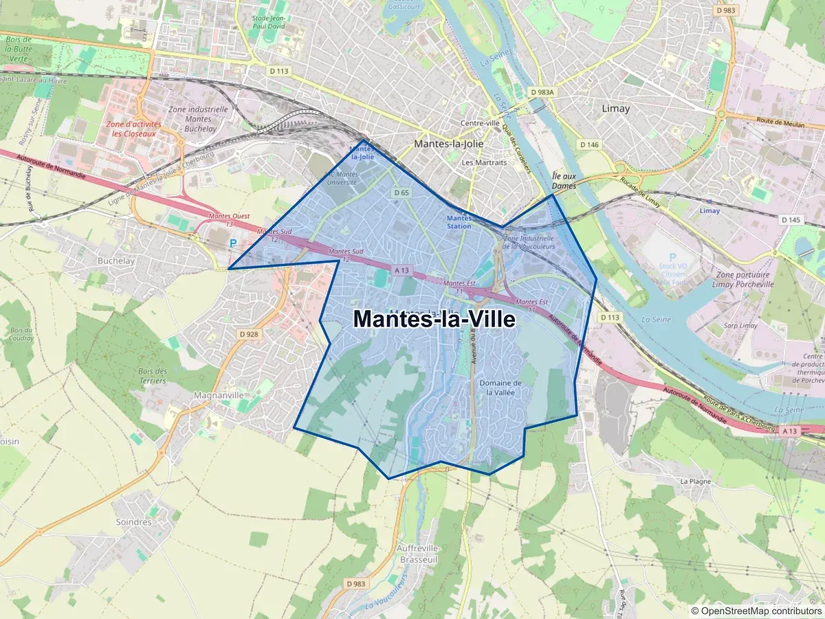 Carte de Mantes-la-Ville (Yvelines)