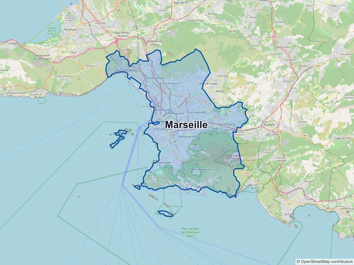 Carte de Marseille (Bouches-du-Rhône)