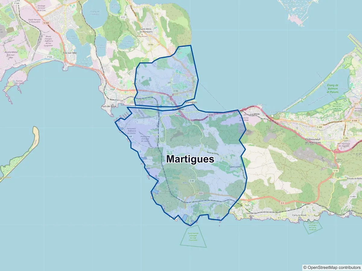 Carte de Martigues (Bouches-du-Rhône)