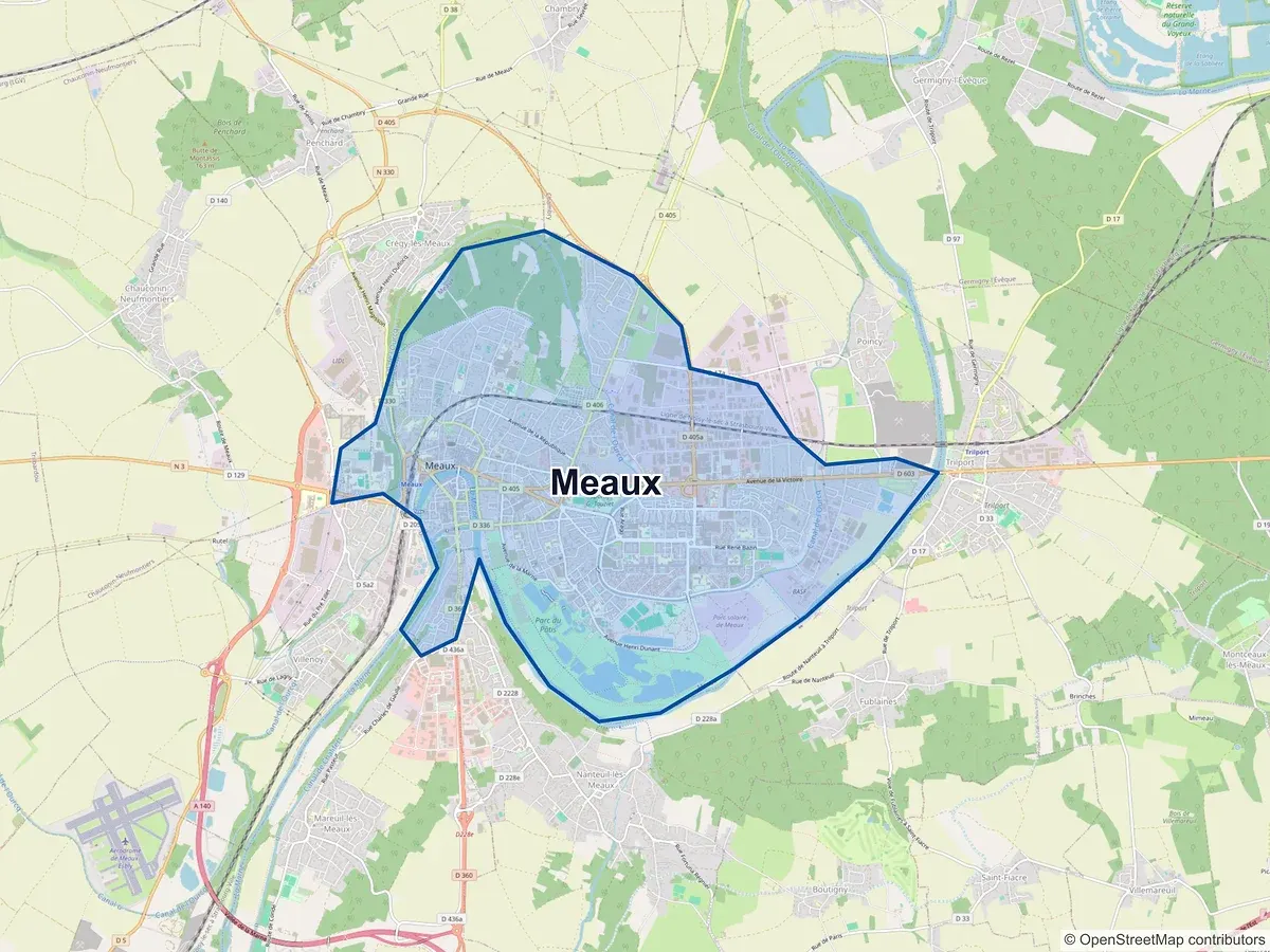 Carte de Meaux (Seine-et-Marne)