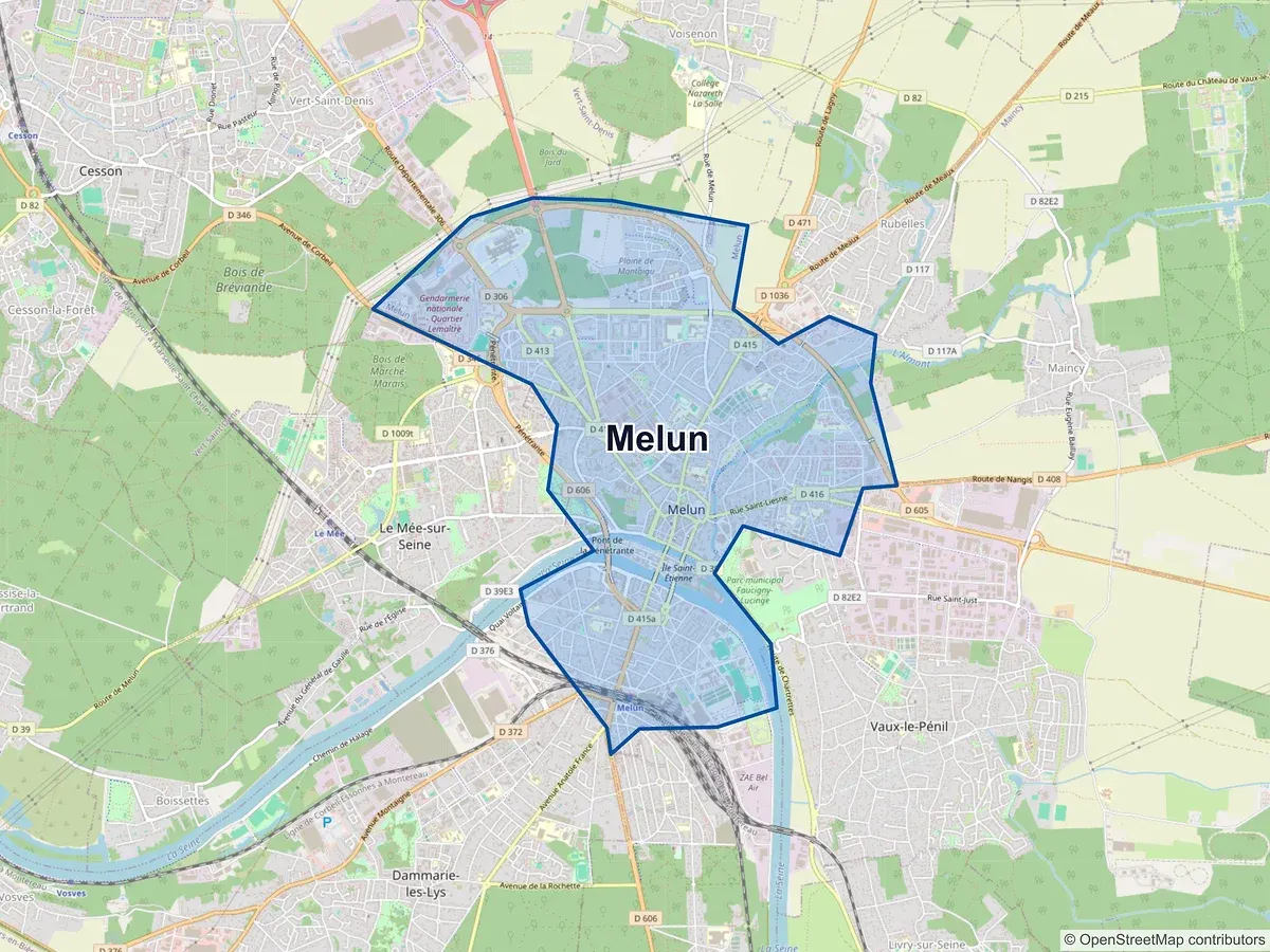Carte de Melun (Seine-et-Marne)