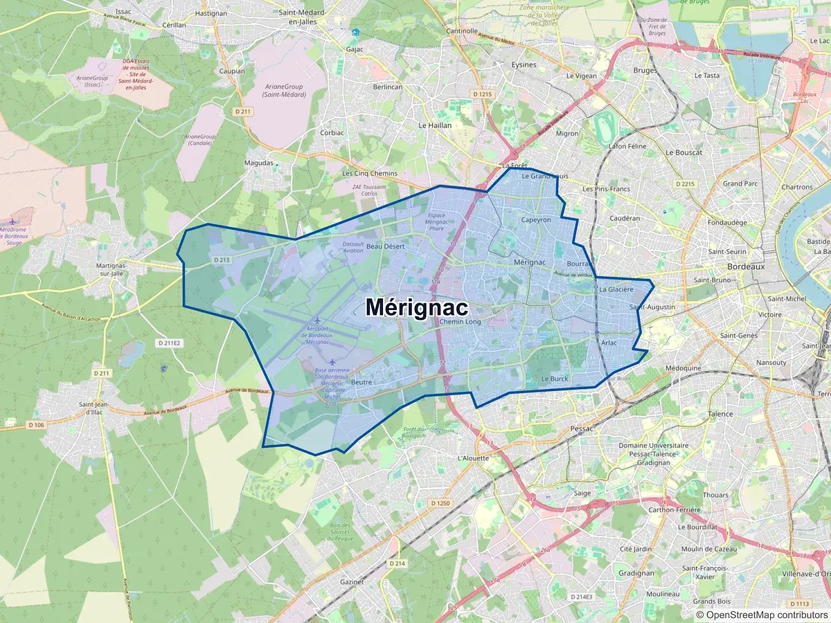 Carte de Mérignac (Gironde)