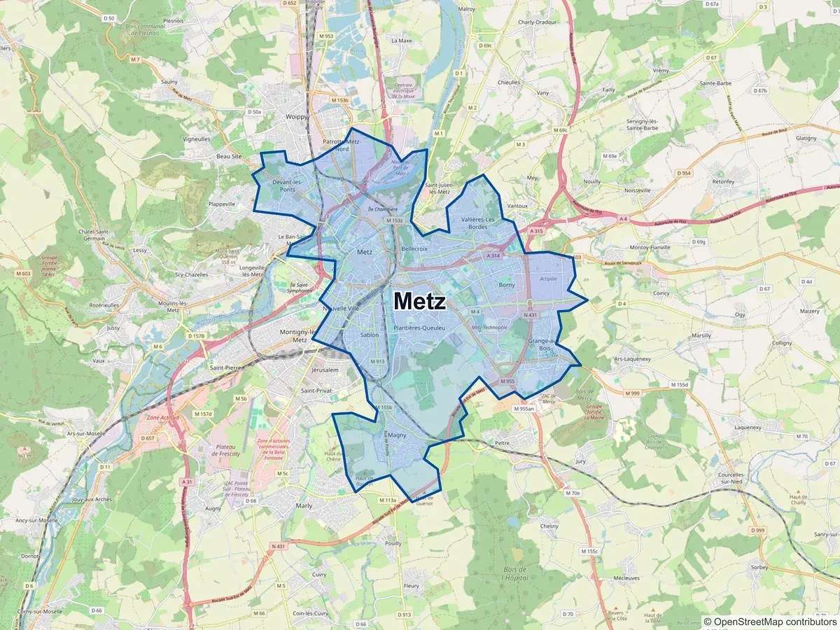Carte de Metz (Moselle)