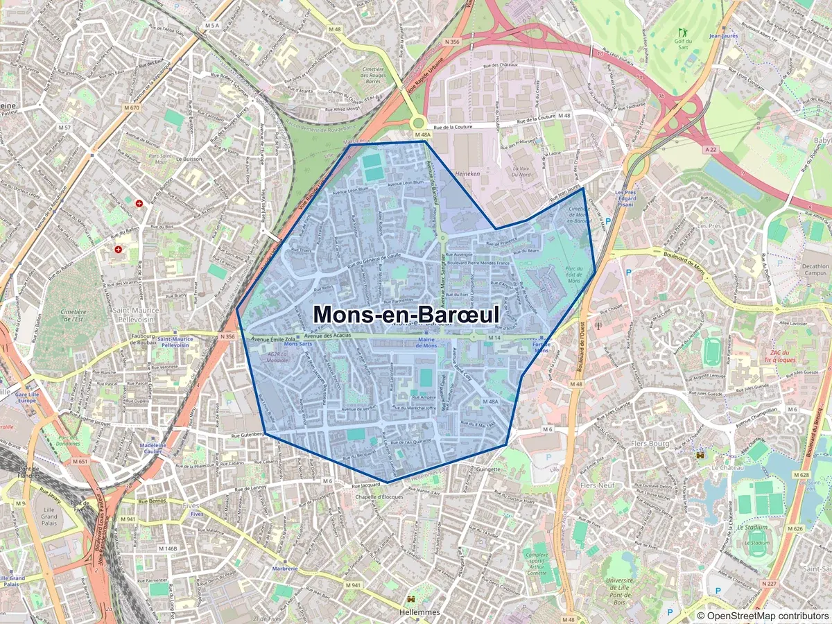 Carte de Mons-en-Barœul (Nord)
