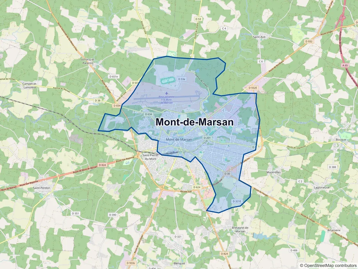 Carte de Mont-de-Marsan (Landes)