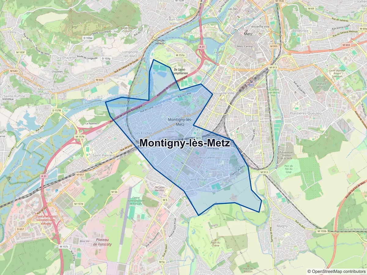 Carte de Montigny-lès-Metz (Moselle)