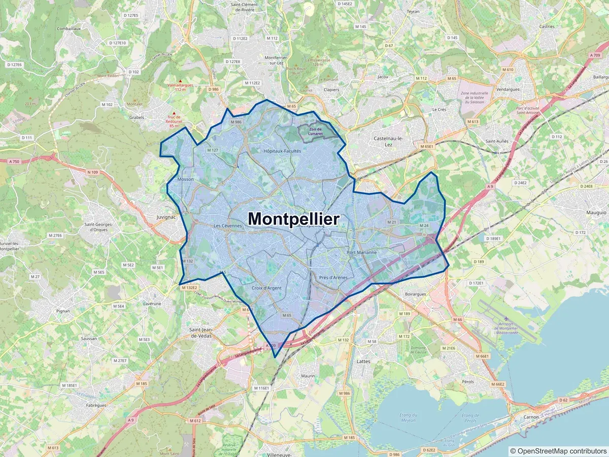 Carte de Montpellier (Hérault)